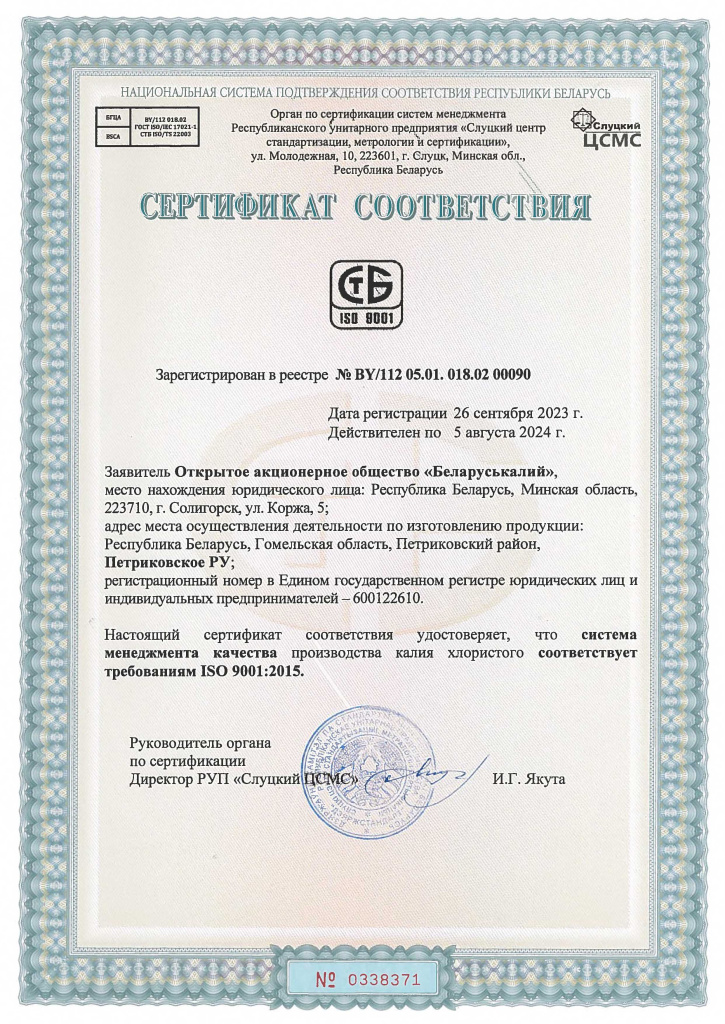 ISO 9001 Петриковское